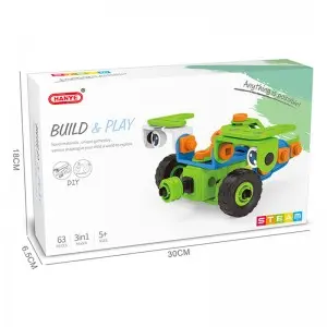 63PCS 3 in 1 STEM Creative Self Assembly Truck 3D Novelty Shapes Construction Play Kit IQ Development Screw Building Blocks Toy