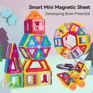 3D Magnetic Tiles Kids Educational Toys Gift Magnet Construction Ferris Wheel Castle Blocks