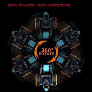 360 Degrees Rotation Remote Control Vehicle Toys USB Rechargeable Deformation Rc Stunt Car with Cool Light