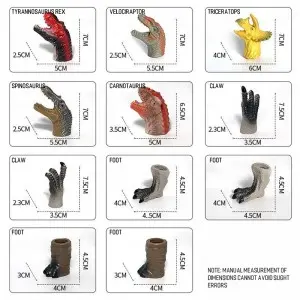Novelty Dino Hands Finger Puppet Set Animals Puppet Show Theater Props Party Favors Plastic Dinosaur Finger Puppets Toy for Kids