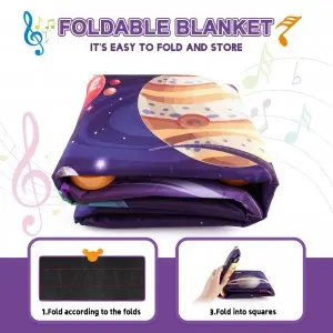 Foldable Space Planet Electronic Dance Pad – Toddlers Touch Play, Early Ed Q&A Interactive Music Mat for Kids