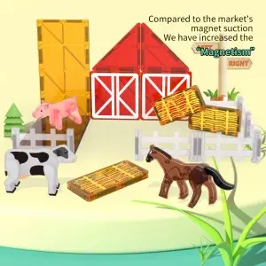 DIY Assembly 3D Farm Animal Magnetic Building Tiles Toy Children Intelligence Development