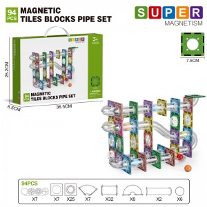 Assembling Marble Race Run Maze Ball Track Toy Kids STEM Learning 3D Clear Magnetic Tiles