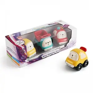 Baby Cute Cartoon Friction Powered Police Car/ Dump Truck/ Taxi Push And Go Mini Vehicle Set Plastic Inertia Car Toys for Kids