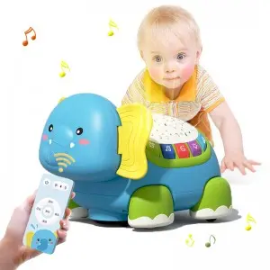 Toddler Gift Remote Control Walking Elephant Plastic Music & Light Animal Baby Learning Crawling Electric Elephant Toys for Kids