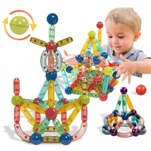 Kids STEM Learning Magnetic Sticks And Balls Toy DIY Magnet Building Blocks