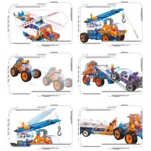 244PCS Road Emergency Repair Vehicle Model Toy Kids Creative Screw Nut Take Apart Car Helicopter DIY Building Block Kit Truck