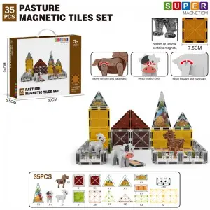 28/35/42pcs Children Farm Animals Magnetic Tiles Construction Toy Building Set for Wholesale