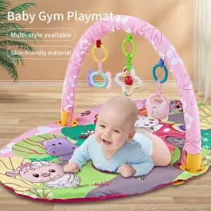 Newborn Stage-Based Sensory Fitness Play Gym Baby Toddler Developmental Activity Gym & Play Mat with Detachable Toys