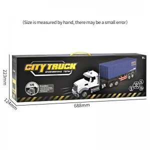 Kids 1:20 Scale Simulation Transport Vehicle Container Truck Dump Truck Remote Control Engineering Truck Toys with Light & Music