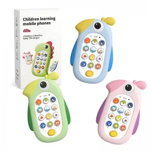 Kids First Cellphone Cute Cartoon Enlighten Musical Handset Multifunction Bilingual Chinese And English Baby Mobile Phone Toy