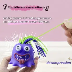 Novelty Gift Pull Its Hair Makes It Scream Fun Doll Stress Anxiety Reliever Fidget Squishy Toys Screaming Monster Toys for Kids