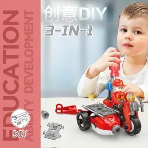 41pcs STEM Educational Fire Rescue Building Series Toy Children Intelligent 3-In-1 DIY Assembly Vehicle Toy Set