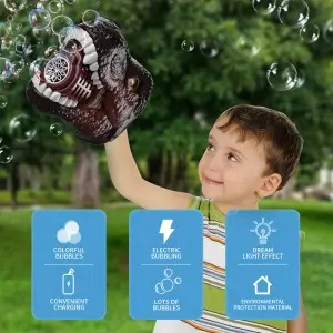 Party Tyrannosaurus Rex Bubble Maker Toys Electric Automatic Dinosaur Head Bubble Blower Machine Toy with Light and Sound Effect