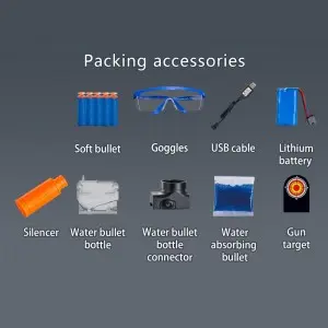 Children Battery Operated Eva Foam Soft Bullet Gun Electric Gel Ball Blaster Water Bead Shooting Gun Toys for Outdoor Play