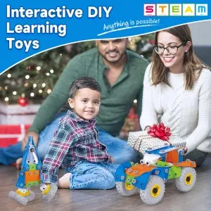 209PCS 6 in 1 Kids Drill Screw Nut Puzzle Building Block Play Kit STEAM Educational Take Part Vehicle Toys DIY Assembly Truck