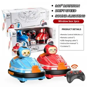 Indoor Outdoor Multiplayer Interactive 2PCS Remote Control Battle Kart Bumper Car Toy with Light and Music