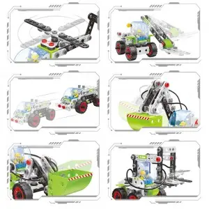 227PCS DIY Construction 18 Model in 1 Agricultural Vehicle Play Kit STEM Farming Truck Assembled Building Block Toy for Kids