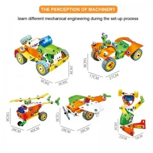 5 In 1 Screw Nut Assembly Toy Set Brinquedos Montados DIY Robot Aircraft Car Models Kids Plastic Building Blocks Education Toys