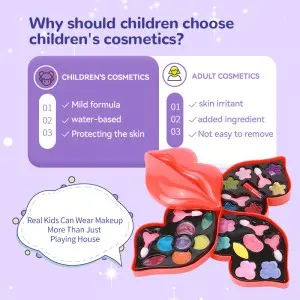 Safe Non Toxic Washable Real Cosmetic Kits Rotating Opened Makeup Tray Girls Make Up Set for Kids