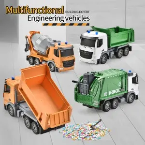 2.4G 7CH R/C Sanitation Dump Truck Garbage Transport Truck Concrete Mixer Truck Remote Control Engineering Vehicle Toy for Kids