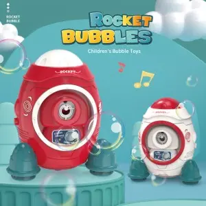 Children Bubble Blowing Toy Summer Outdoor Activity Electric Automatic Aviation Rocket Bubble Maker Machine with Colorful Light