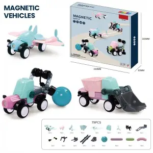 China Wholesale 3D Engineering Vehicle Magnetic Blocks DIY City Construction Truck Building Toy Set for Kids