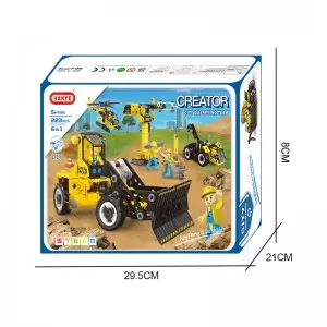 223PCS 6-in-1 Urban Construction Engineering Team DIY Assembly Toy Truck Model Set Kid STEM City Vehicle Building Block Play Kit