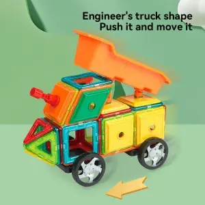 DIY Engineering Vehicle Magnetic Tiles Toy Kids Fine Skills Training Magnet Assembly Block Set
