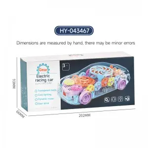 Children Transparent Electric Universal Racing Car Toy Battery Operated Plastic Rotating Concept Gear Car Toys With Music Light