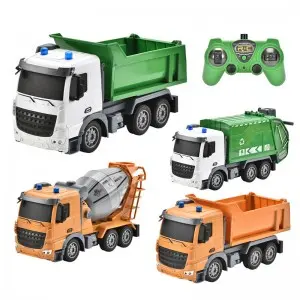 2.4G 7CH R/C Sanitation Dump Truck Garbage Transport Truck Concrete Mixer Truck Remote Control Engineering Vehicle Toy for Kids