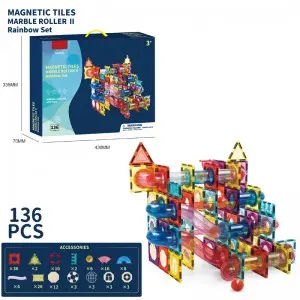 Magnetic Connecting Tiles Rolling Ball Track Block Toy Set for Wholesale