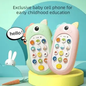 Baby Early Educational Mobile Phone Sleep Comfort Toy Detachable Cartoon Unicorn Silicone Case Bilingual Cell Phone Toy for Kids