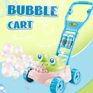 New Cartoon Frog Lawn Mower Bubble Cart Juguetes De Burbujas Summer Outdoor Electric Musical Bubble Machine Toys for Kids