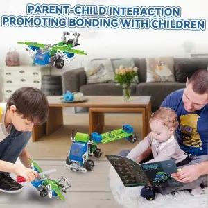 Kids STEM 175pcs 18 Models In 1 DIY Construction Pull Back Engineering Truck Creative Screw and Nut Assembly Vehicle Play Kit Children Educational Building Block Toys for Boys Gift