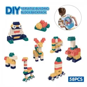 58 Pieces Creative Construction Brick Parent-child Interactive Assembly Toys Kids Intelligent DIY Building Blocks with Backpack