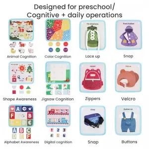 Animal/Color/Shape/Letters/Numbers/Puzzle Cognitive Matching Toy Daily Skill Development Montessori Baby Busy Book Messenger Bag