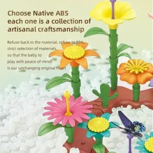 Kids STEM DIY Floral Building Blocks Toys Bouquet Floral Arrangement Play Set Toddlers Educational Flower Garden Building Toy