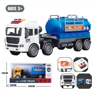 High Quality Boy Gift Plastic Inertia Musical Oil Car Kids Friction Oil Tank Truck Toy with Sound and Light