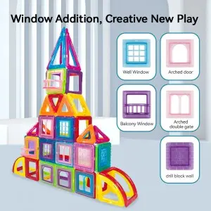 3D Magnetic Tiles Kids Educational Toys Gift Magnet Construction Ferris Wheel Castle Blocks