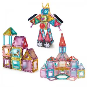 Colorful Magnetic Tiles Toy Sets Educational 3D Robot / Castle Building Blocks