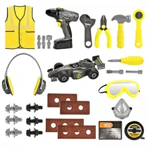 48pcs Plastic Electric Repair Tool Toy Set with big portable tool box Kids Engineer Role Playing Props cosplay Clothing Vest
