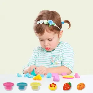 Children Early Educational Pretend Kitchen DIY Made Cookies Biscuit Plasticine Modelling Playdough Mold Kit Kids Clay Play Toys