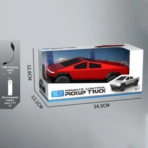 27MHz Silver/ Red Remote Control Pickup Truck Kids Exciting Racing Game High Speed RC Drift Car Toys with Lights for Boys Gifts