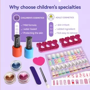 Children Makeup Manicures Decoration Kids Beauty Game Glitter Powder Nail Polish Set