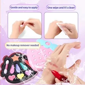 kin Friendly Make Up Kit Washable Real Cosmetic Set for Kids Little Girls Birthday Gift