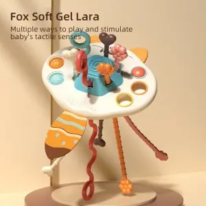 Toddler Montessori Sensory Rope Pulling Game Infant Finger Movement Skills Development Interactive Fox Pull String Toy for Baby