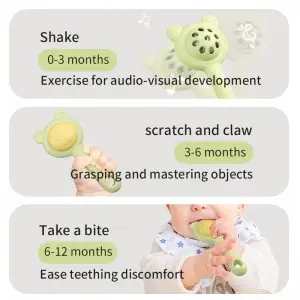 Wholesale Christmas Gift Infant Teething Relief Toy 0-6 Months Newborn Sensory Rattle Shakers Soft Silicone Rattles Baby Toys