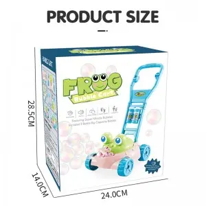 New Cartoon Frog Lawn Mower Bubble Cart Juguetes De Burbujas Summer Outdoor Electric Musical Bubble Machine Toys for Kids