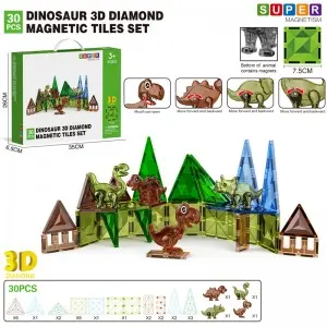Wholesale Creative Magnetic Tiles Dinosaur Toy Set Educational Building Blocks for Kids